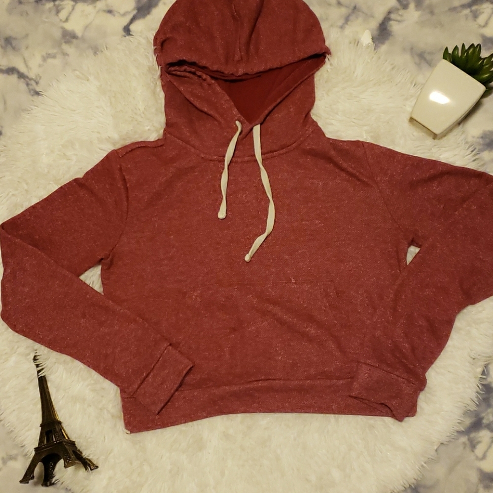 Red cropped hoodie